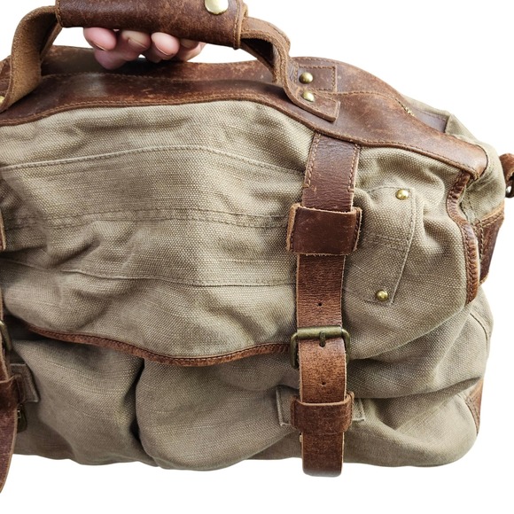 Rawlings Tan Canvas Brown Leather Duffle Bag Weekender The Finest In The Field - Picture 3 of 13